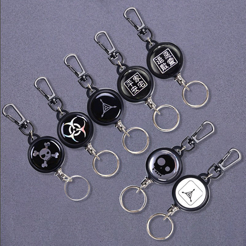 Anillo de llavero retráctil antirrobo para exteriores con cuerda de alambre de alta elasticidad