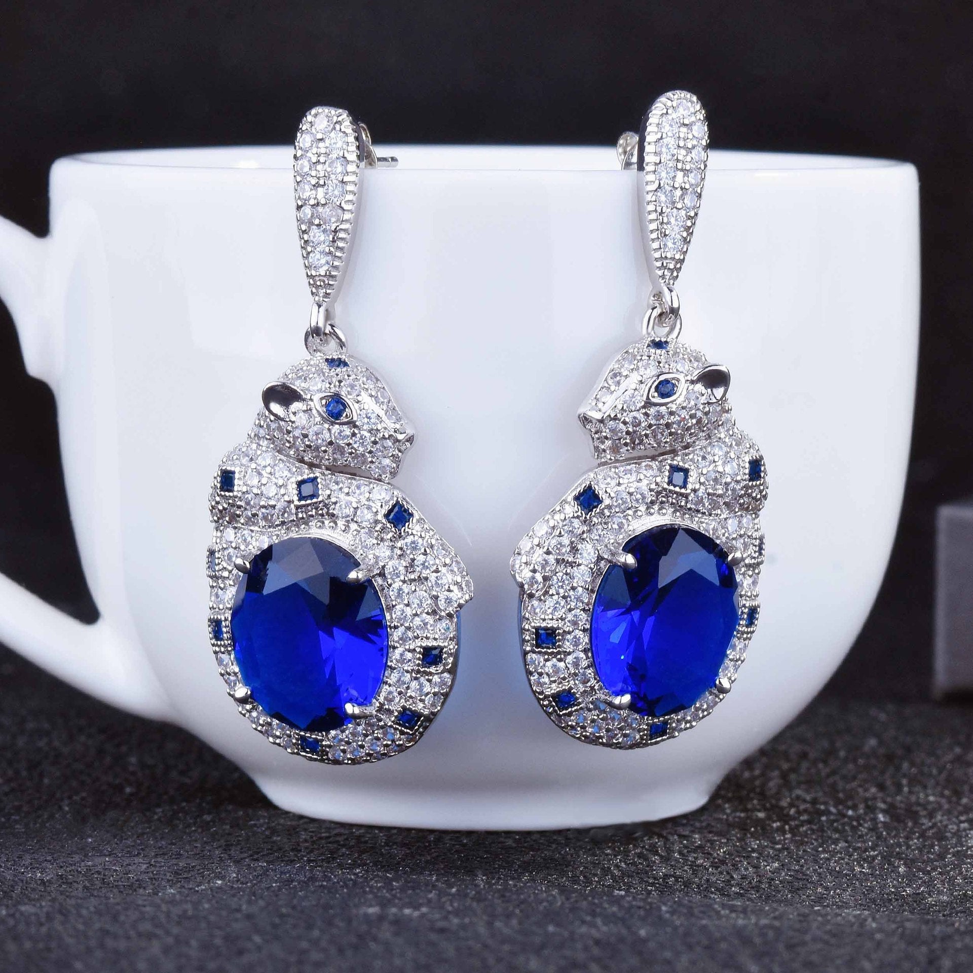 Gaoding Schmuck Royaler Saphir Smaragd Leoparden-Set