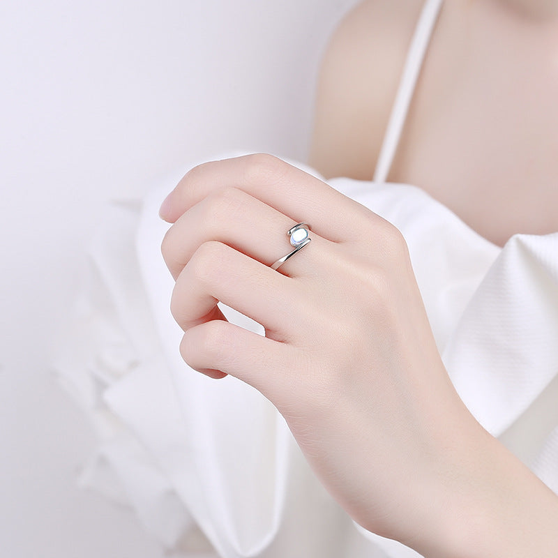 Temperament Spirale Muster Blauer Mondstein Ring Damen
