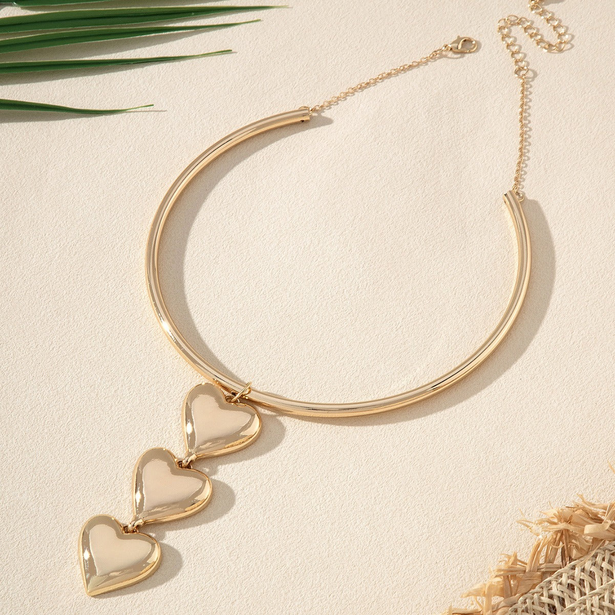 Exaggerated Glossy Metal Heart Bracelet Temperament Women's