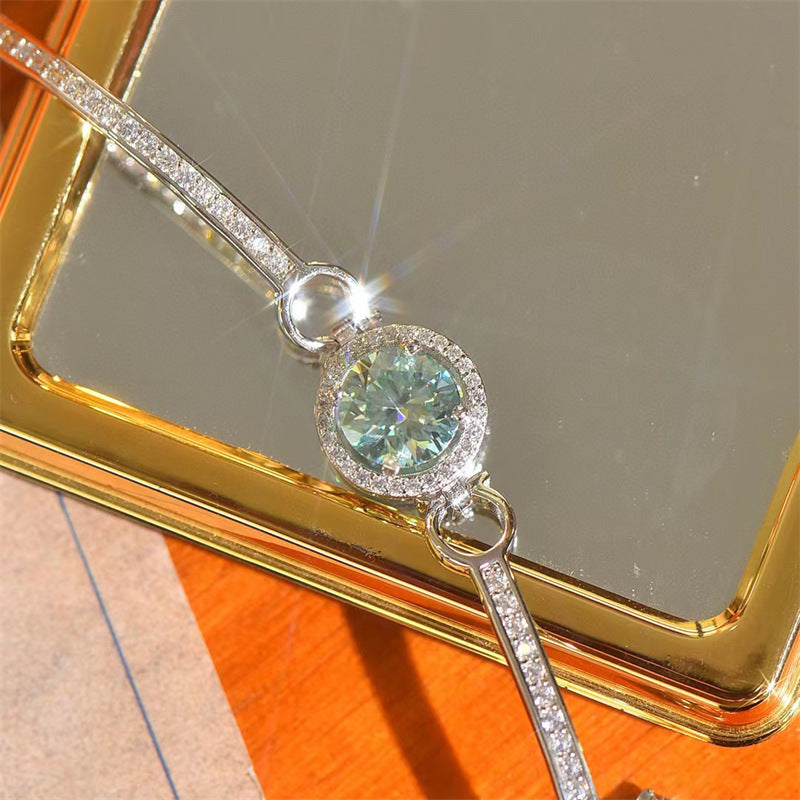 Green Diamond D-color Bracelet White Gold Plated Luxury
