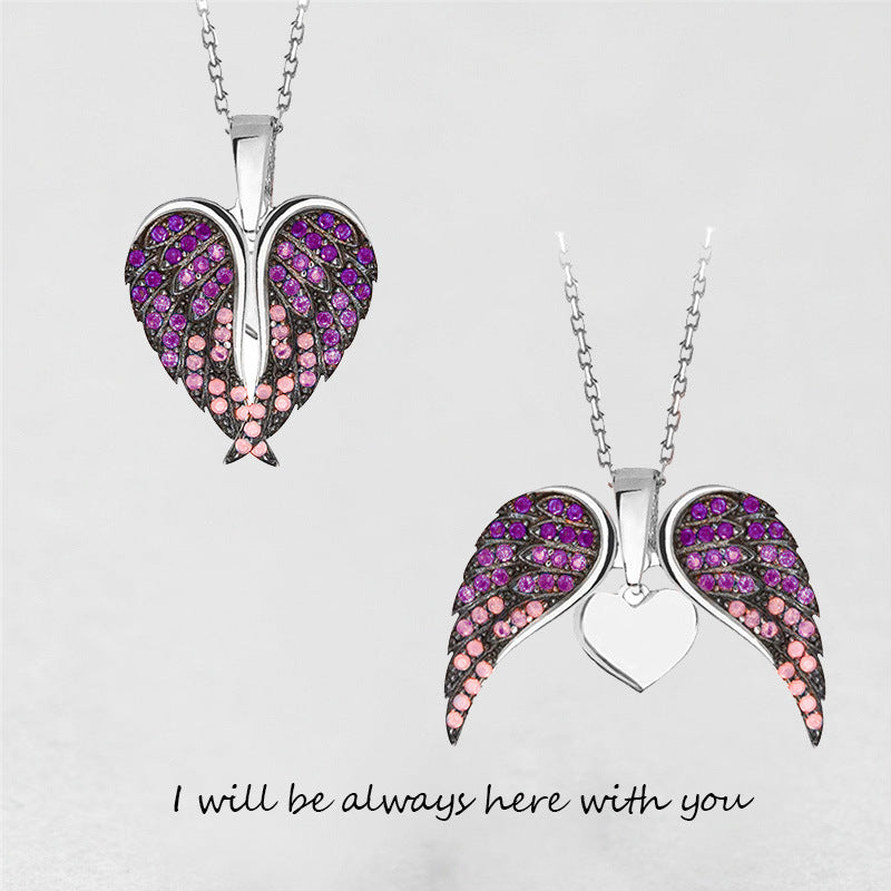 Collar Colgante Corazón Alas de Ángel para Mujer