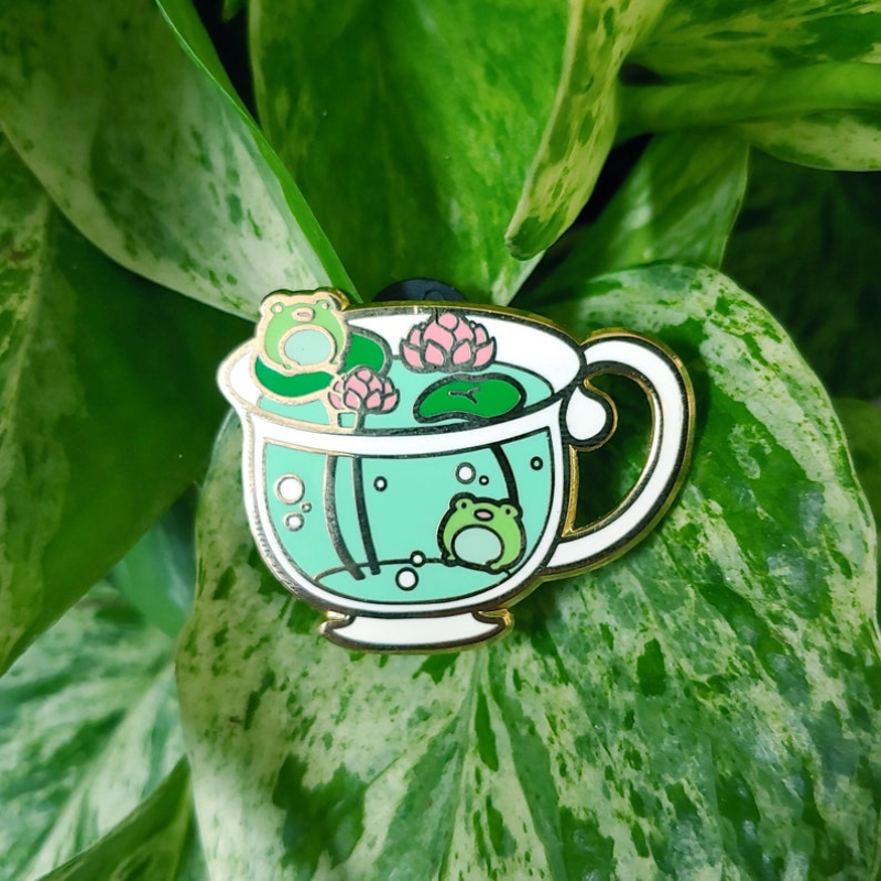 Niedlicher Frosch Tier Emaille Anstecknadel Brosche Tasse