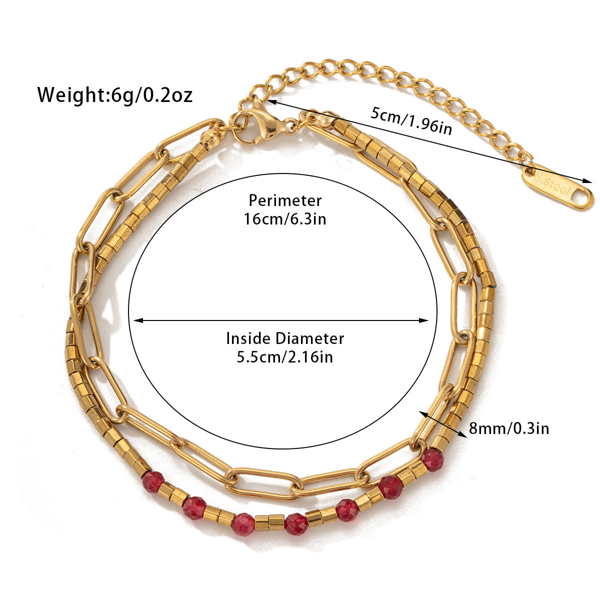 Pulsera bohemia de doble capa con cuentas de piedra natural