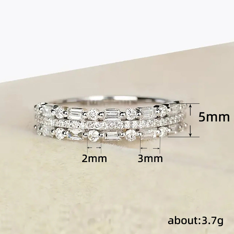 Mehrschichtiger Ring Dreischichtiger feiner Kreislinien-Design für Frauen, Vollfinger-Ringe, Schmuckgeschenke