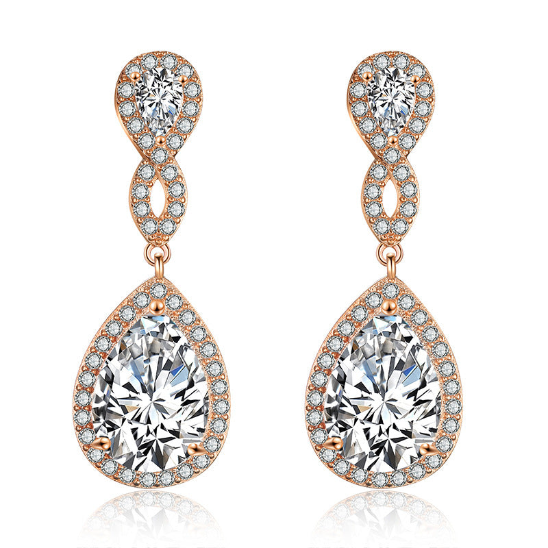 Pendientes de banquete de novia en forma de gota con circonita AAA