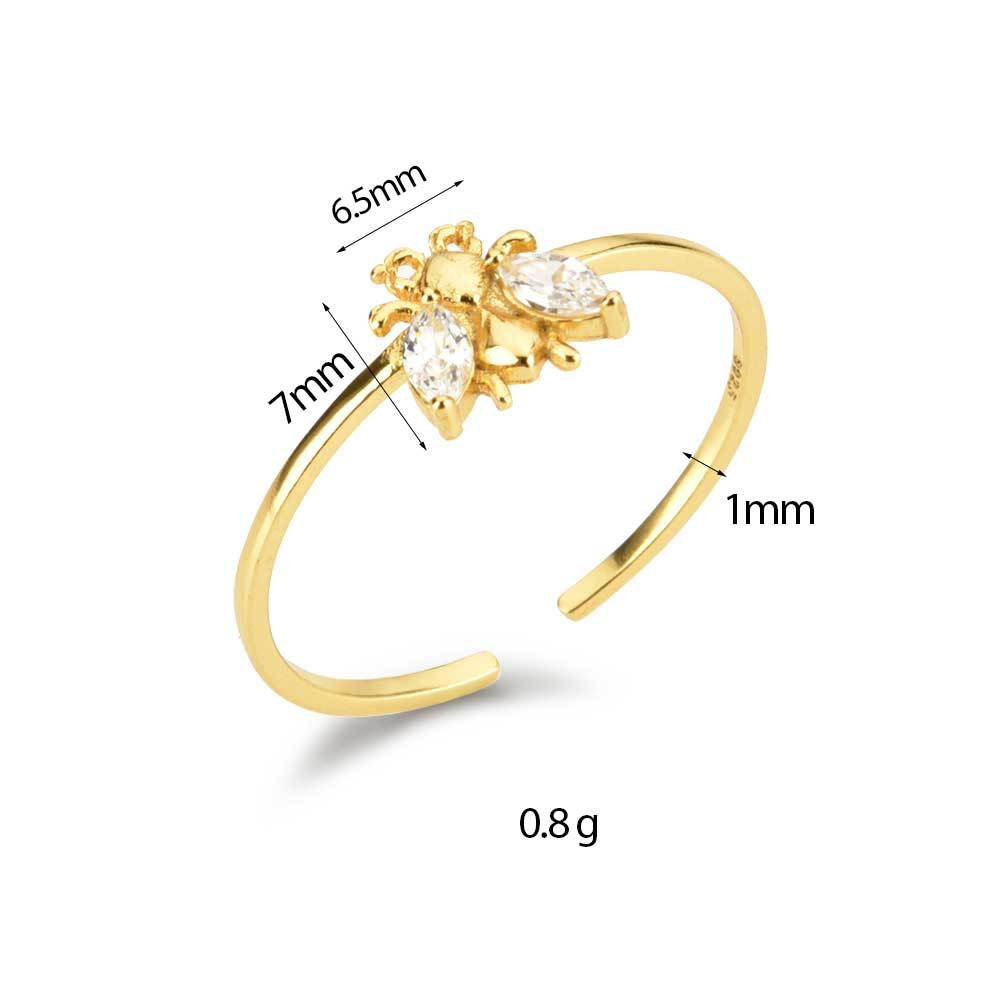 Verstellbarer Bienenstock-Ring aus Sterlingsilber, Lebhafter Mund, Feiner Schmuck