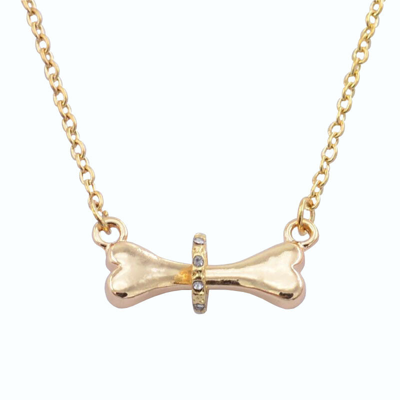 Schmuck Einfache Hundeknochen-Halskette mit Diamanten