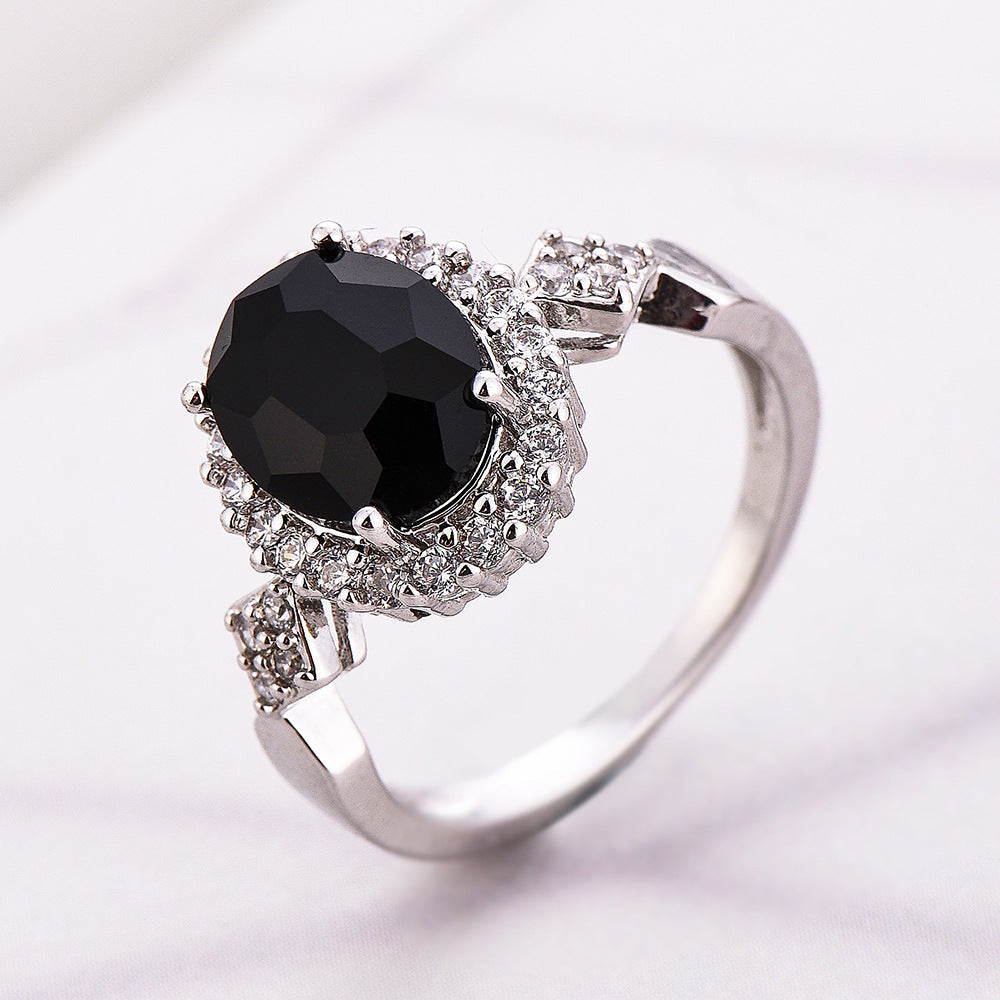 Anillo de joyería de cristal rojo con temperamento a la moda