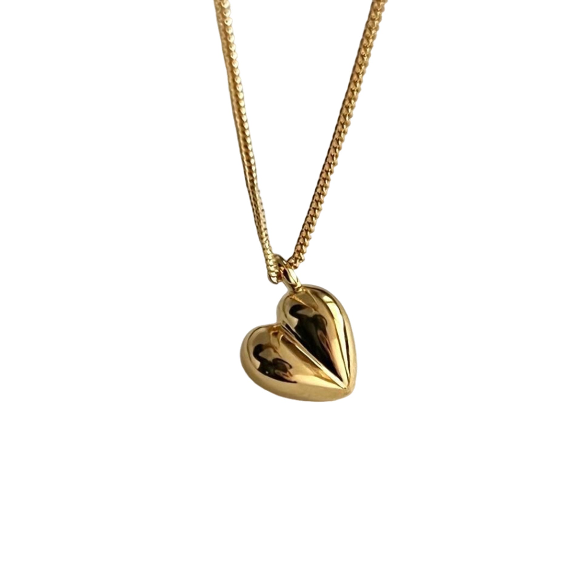 Collar Sencillo de Corazón Amoroso 925 en Plata de Ley con Adorno de Oro Tridimensional INS para Mujer