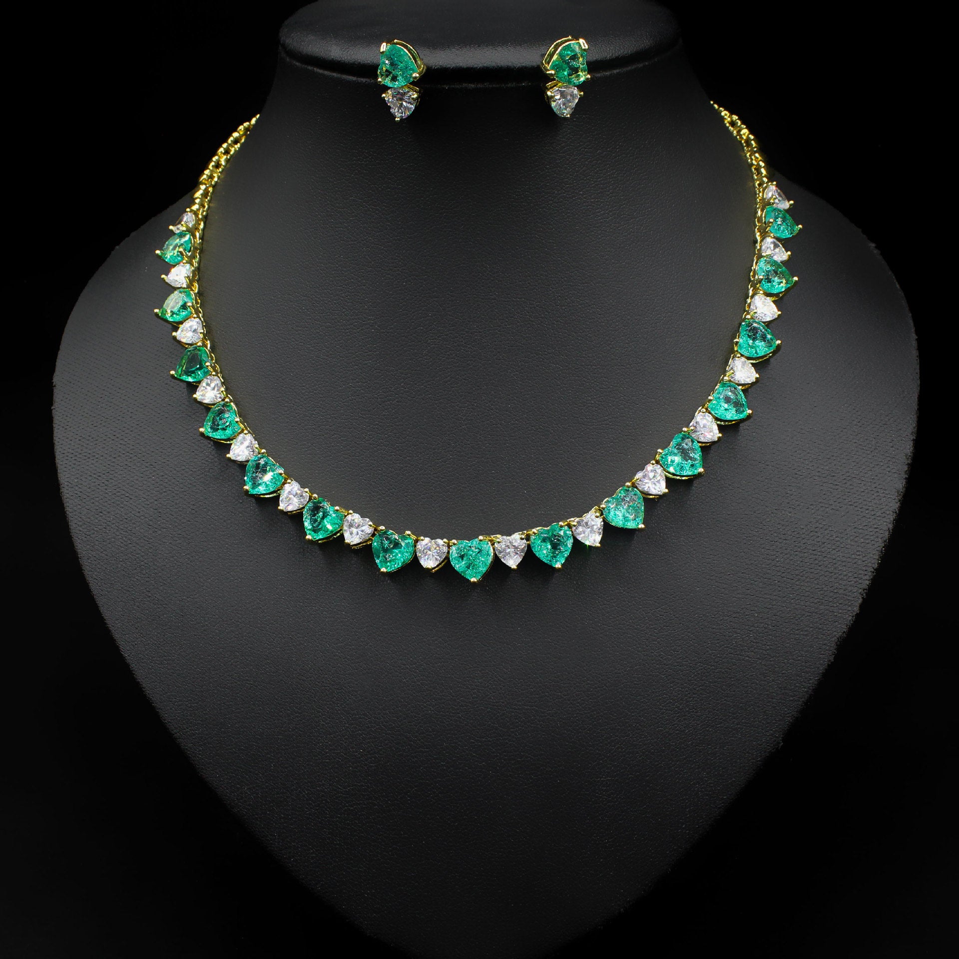 Kopfbedeckung Set Zweiteiliges Zubehör Halskette Ohrringe Zirkonia Schmuck