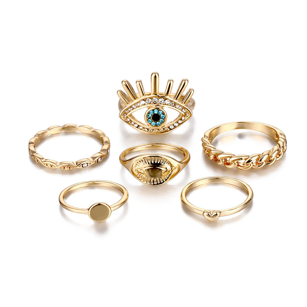 RingeEuropäischer und amerikanischer Retro-Ring "New Eye Love", 6-teiliges Set