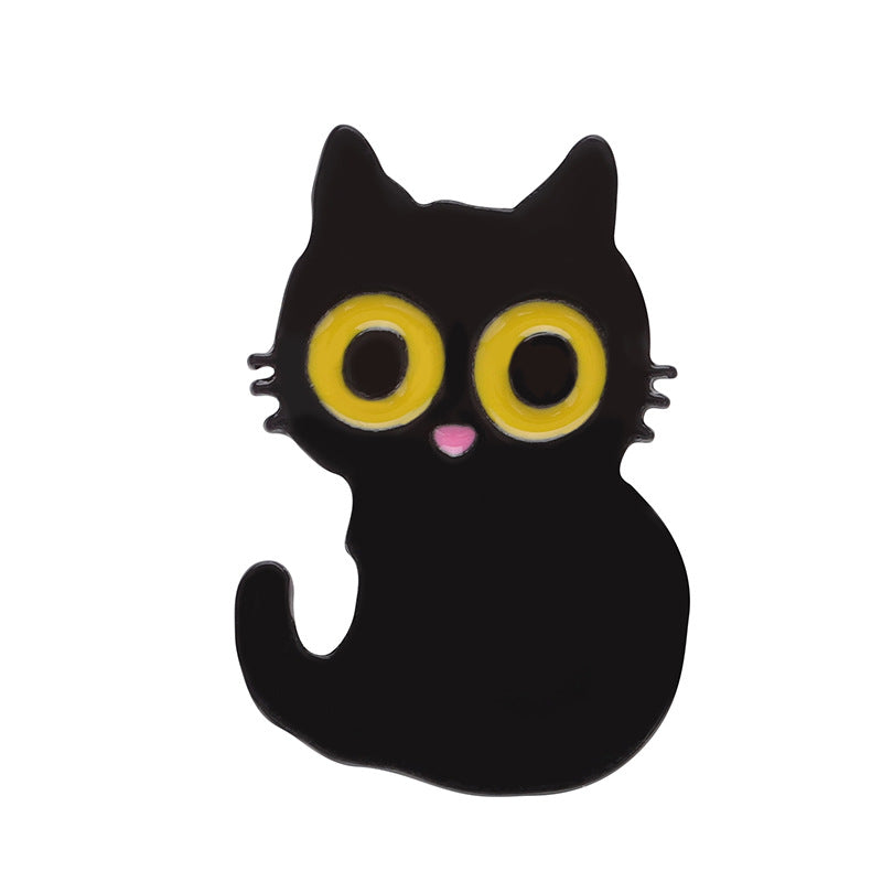 Cartoon Black Cat Blumen-Serie Niedlicher, modischer, vielseitiger Taschen-Kleidungs-Ornament-Anstecker