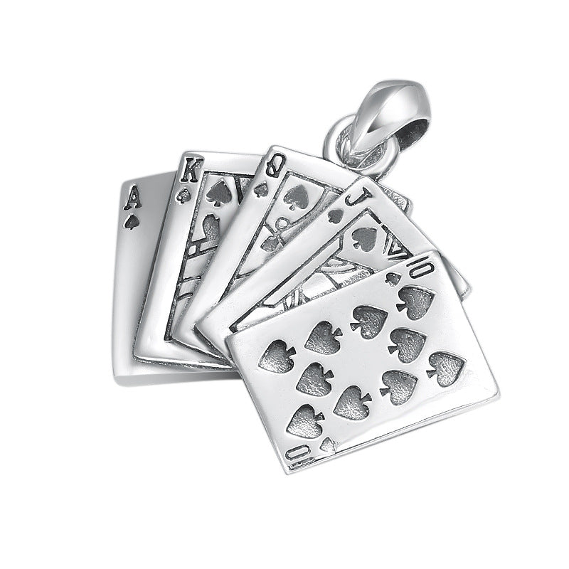 S925 Sterling-Silber-Anhänger Schmuck Modisch All-Match Kreativer Flush Poker