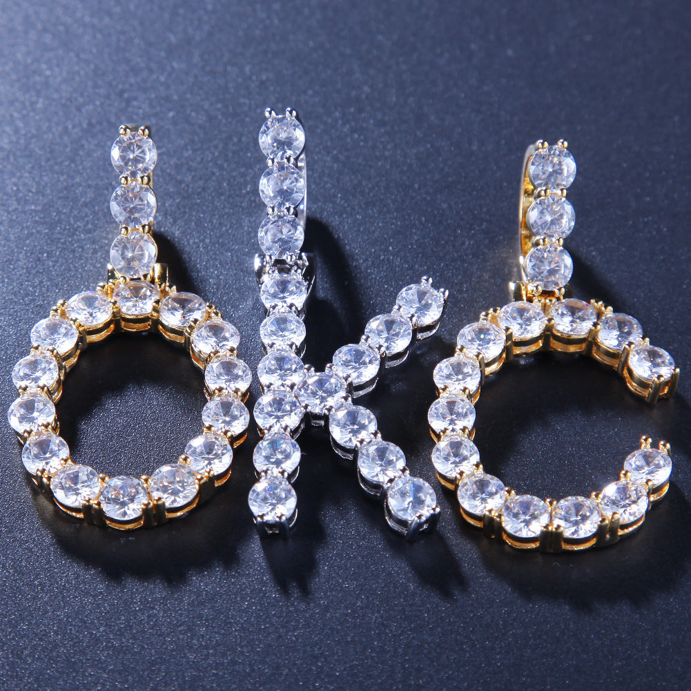 Hip-Hop Herren und Damen schlichte Zirkon-Buchstabenanhänger 26 Buchstaben Halskette freie Kombination BlingBlingLetters