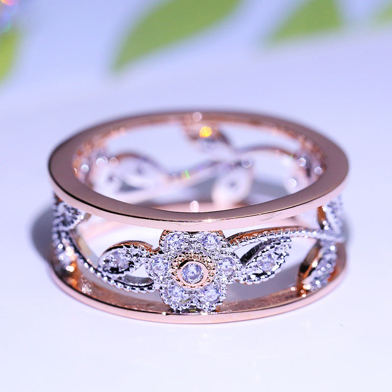Diamant Glücksblume Rankenblätter Geburtstagsgeschenk Braut Verlobungsring Verlobungsring