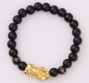 Obsidian 18K Gold Armband sechs mutige Wörter an der Hand und kleine Perlen Transport Geschenke Großhandel