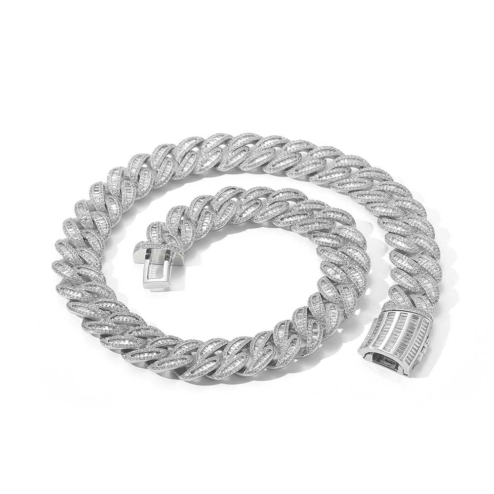 Hip Hop 15mm20mm Halskette Miami Schnalle Kubanische Kette Echt Vergoldet Armband