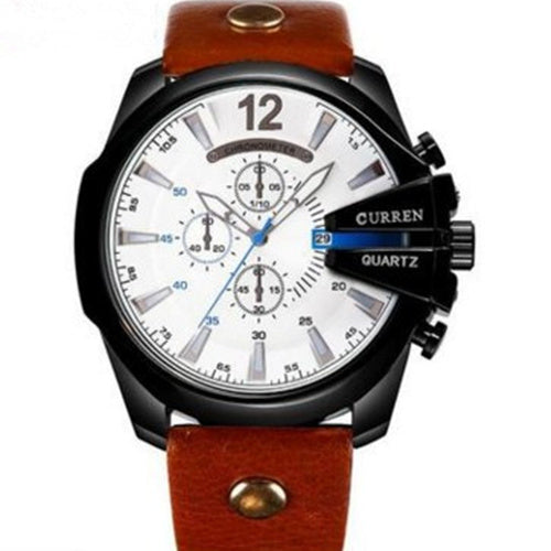 Modische Herrenuhr mit großem Zifferblatt und drei Hilfszifferblättern
