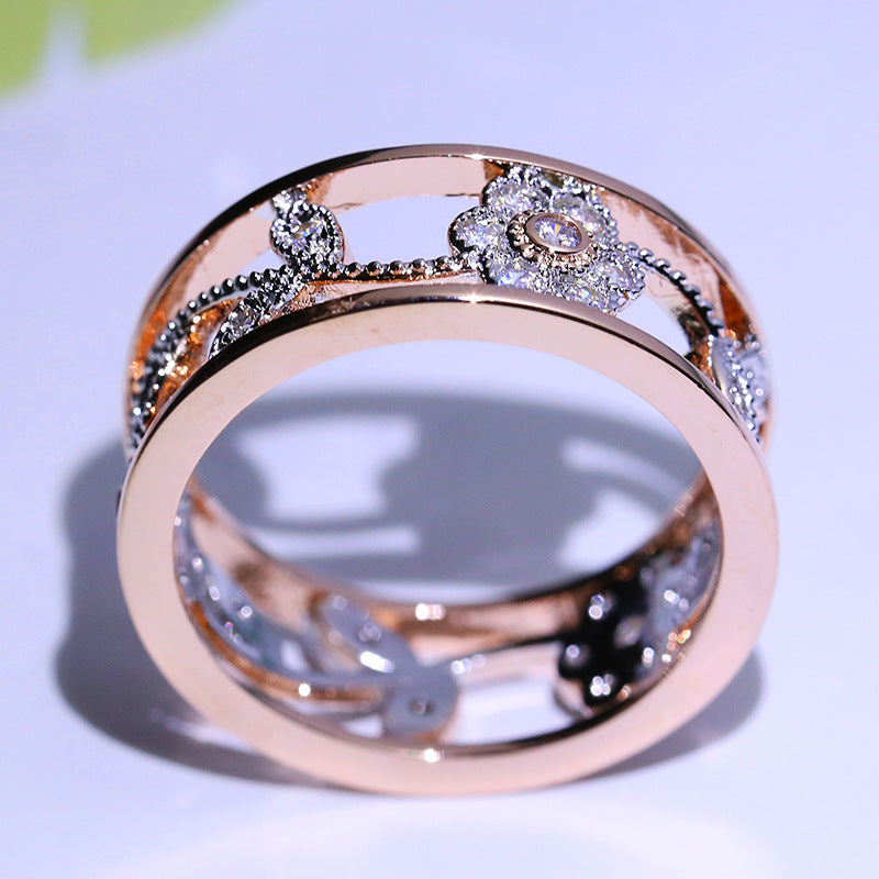 Diamant Glücksblume Rankenblätter Geburtstagsgeschenk Braut Verlobungsring Verlobungsring