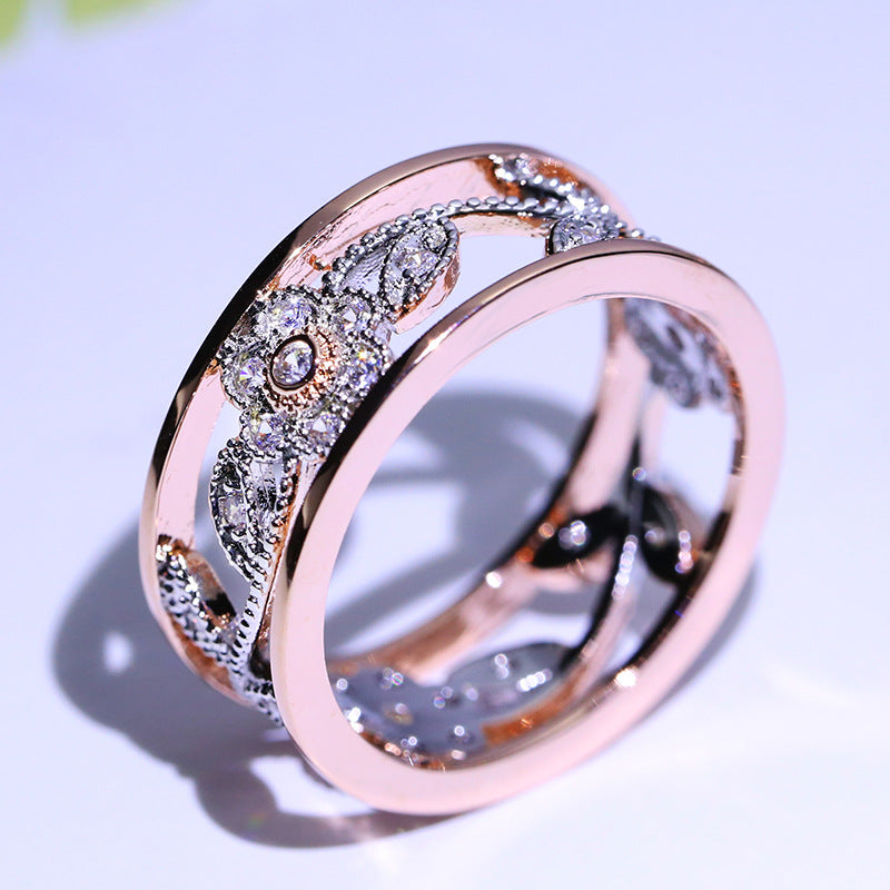 Diamant Glücksblume Rankenblätter Geburtstagsgeschenk Braut Verlobungsring Verlobungsring