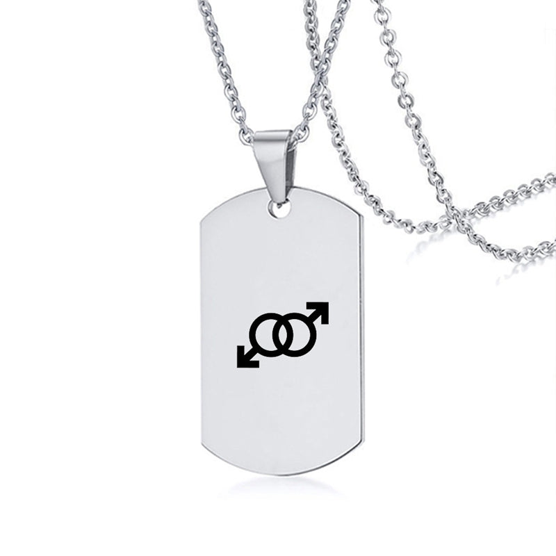 Edelstahl LGBT ID Halskette Schmuck Gravieren Gay Lesbian Transgender Symbol Hundemarken Halsketten für Männer Frauen