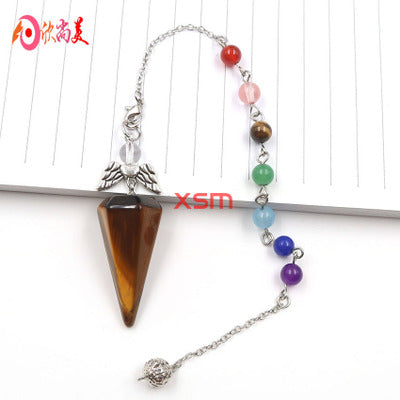 Naturstein Kristall facettiertes Wicca Pendel Pyramide Heilung Reiki Chakra Wünschelrute Anhänger Paar Halskette