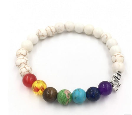 Pulsera de cuentas coloridas de ágata de roca fundida de 8 mm, piedra volcánica energética, chakras, con hilo elástico