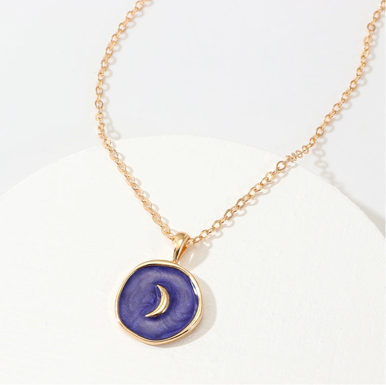 Mond Stern Herz Emaille-Halskette