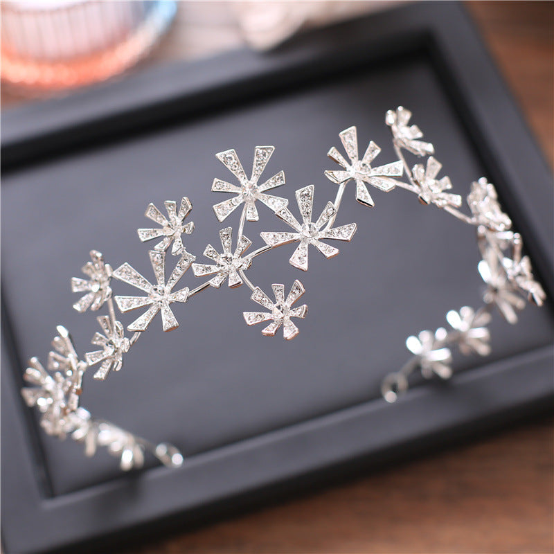 Tocado de novia dulce europeo con diamantes para vestido de novia con pelo nevado, accesorios para el cabello