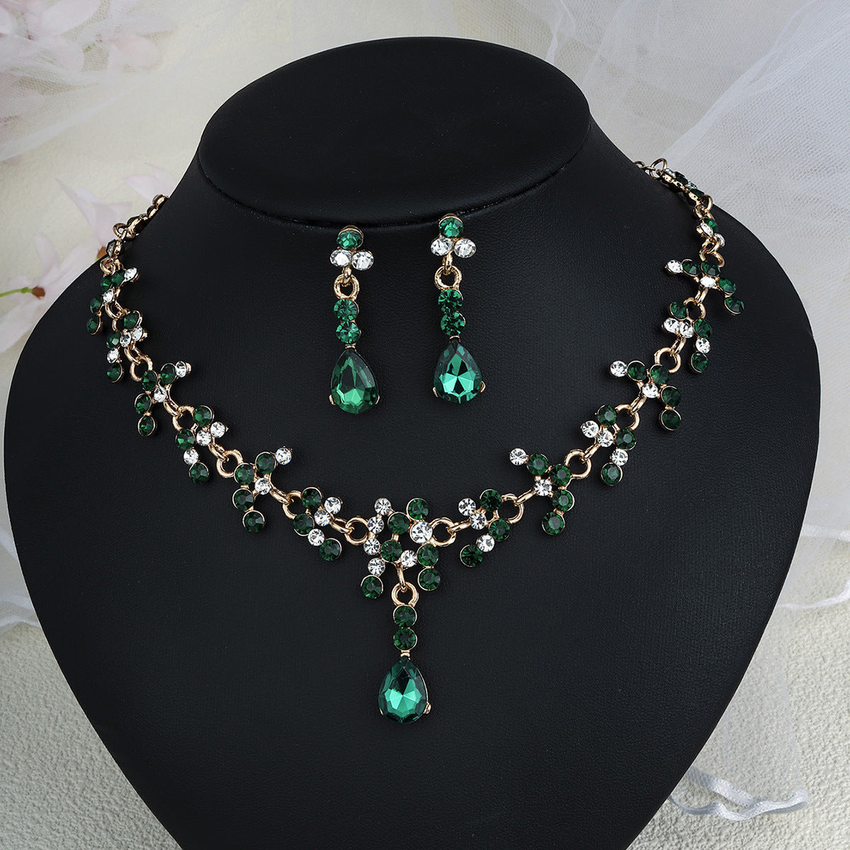 Pendientes Y Collar De Perlas Y Diamantes De Imitación Para Mujer