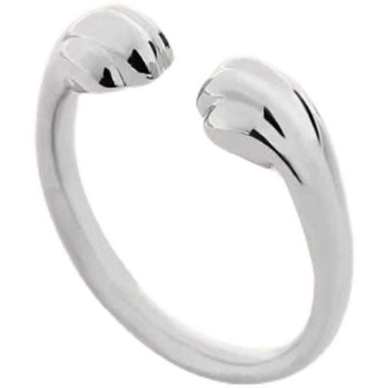 Anillo de plata con pata de gato adorable de joyería de moda para gatos callejeros