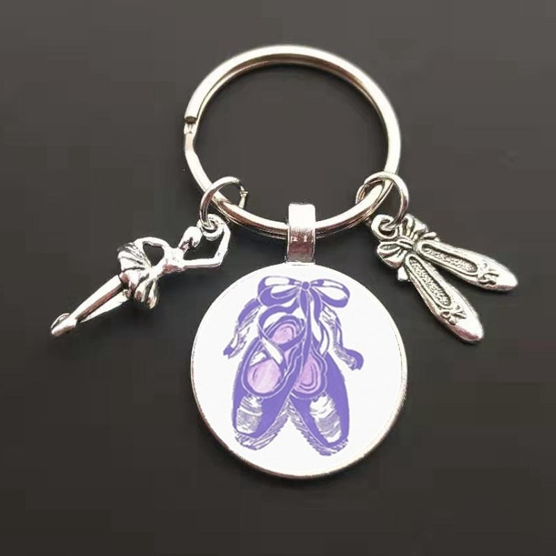 Llavero de cristal con dije de ballet de moda