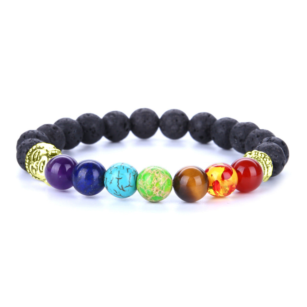 8mm Volcanic Rock Yoga Bracelet Agate Colorful Bracelet