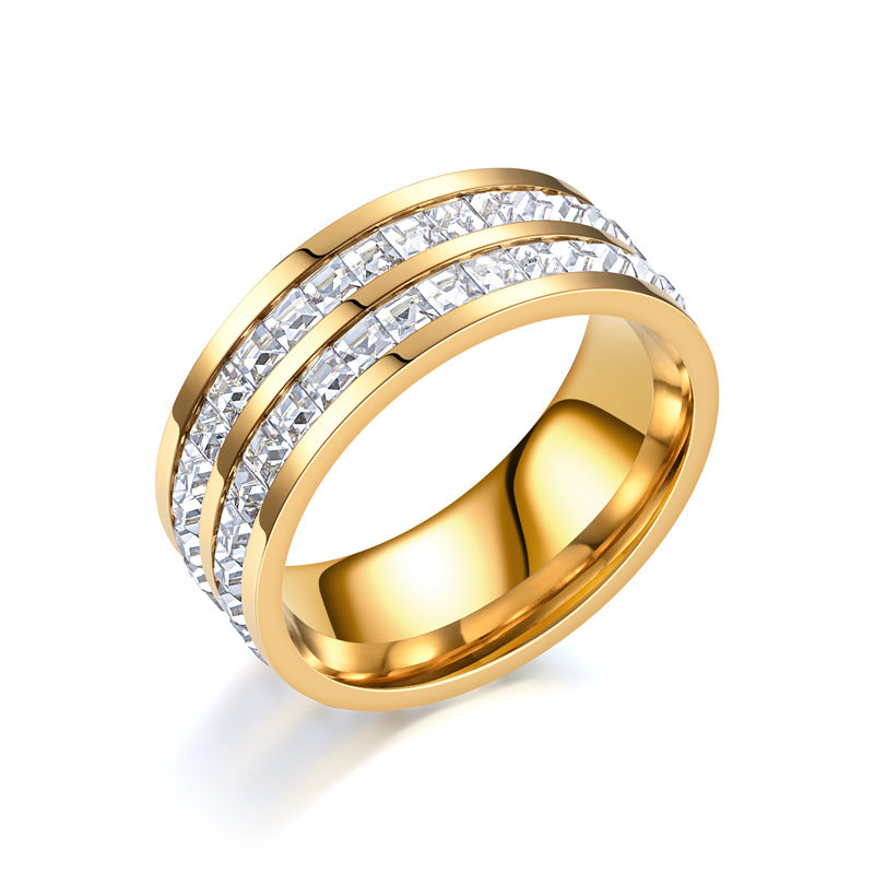 Anillos de diamantes de imitación de moda para mujer Anillo de acero inoxidable