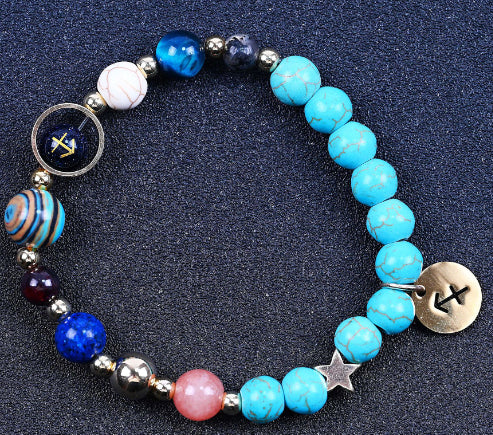 Pulsera de Cuentas de Turquesa de 8 mm con Diseño de Doce Constelaciones