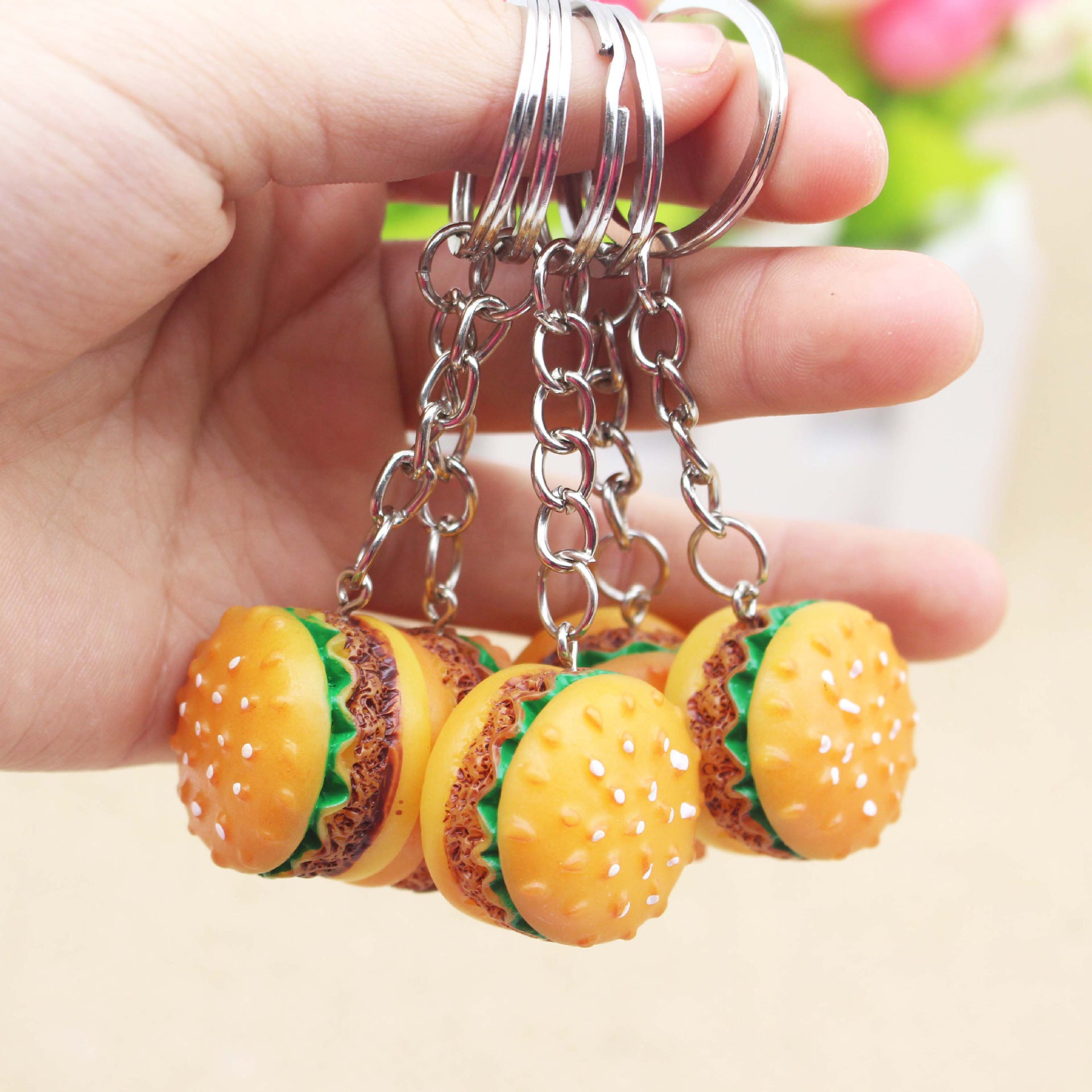 Accesorios de Llavero con Forma de Mini Hamburguesa de Resina