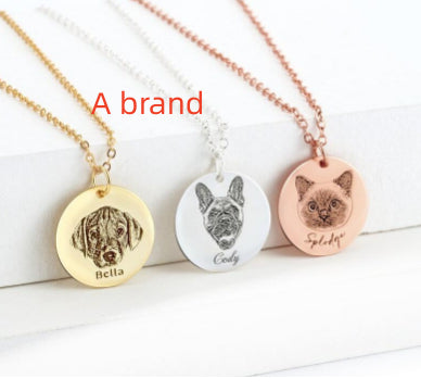 Einseitige Personalisierung Edelstahl Haustier-Foto-Graffiti Anhänger Schlüsselanhänger Armband