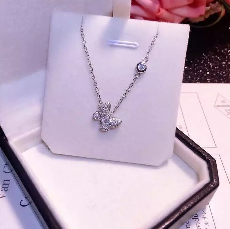 925 Sterling Silber Schmetterling lange Halsketten
