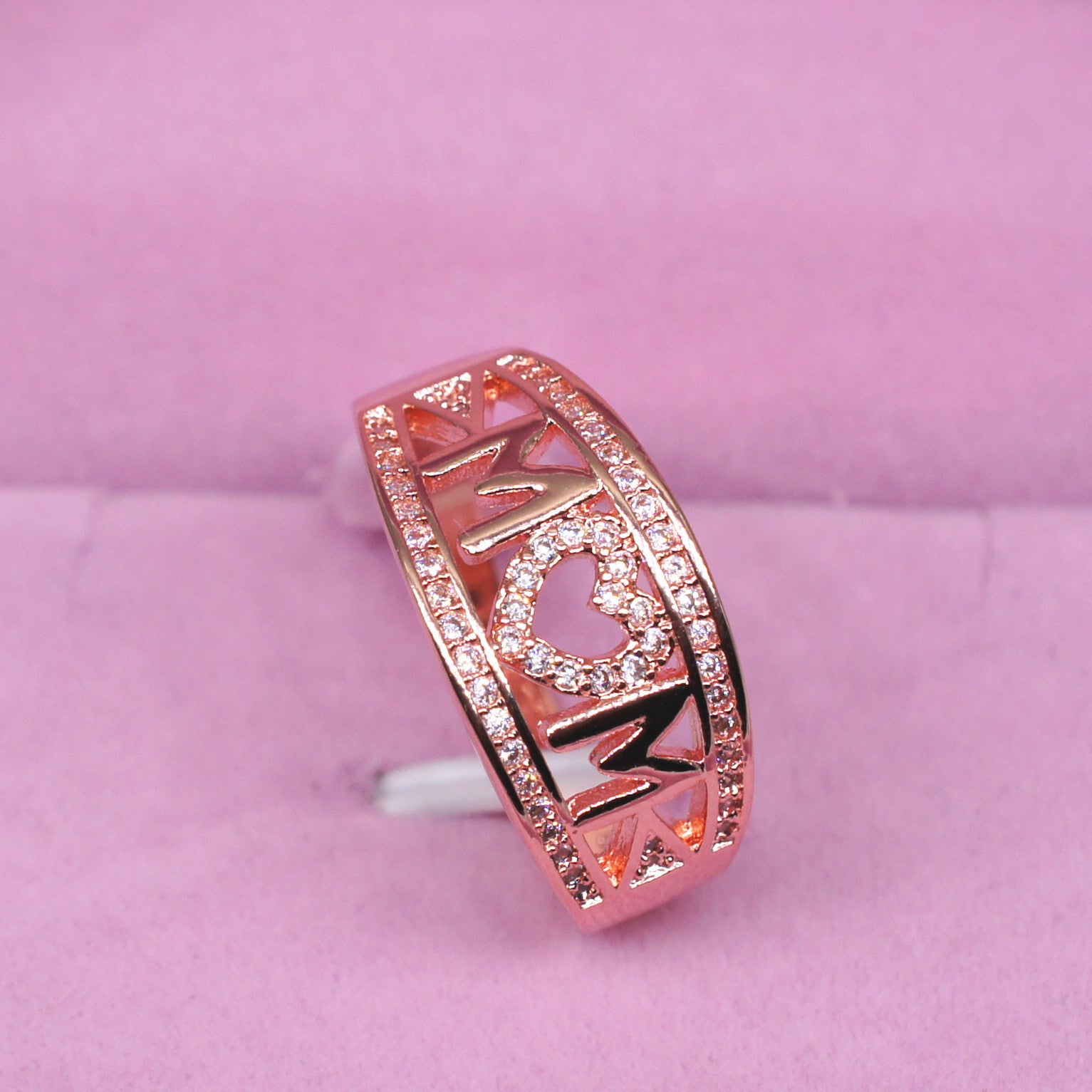 Mama-Ring vergoldet, mit Diamant-Herz
