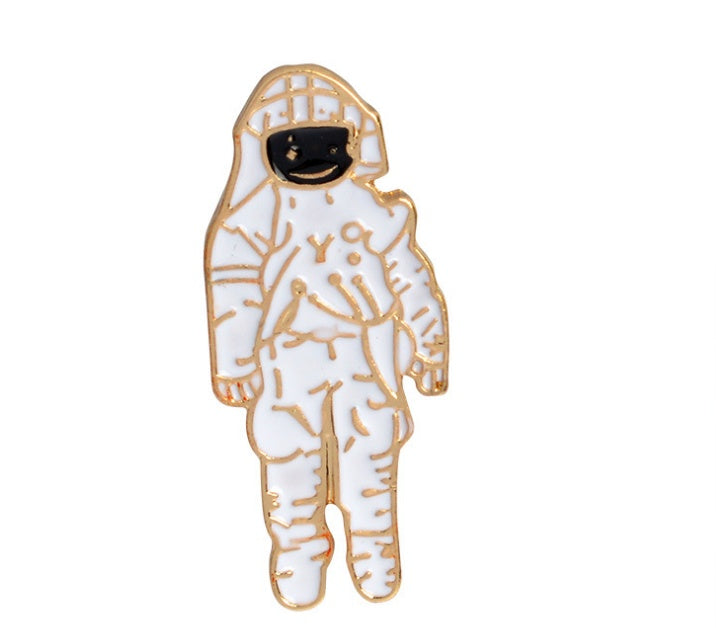 Broche de dibujos animados creativo de avión, astronauta, robot y planeta goteando