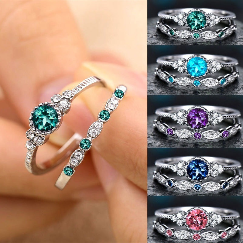 2 anillos de diamantes de colores con pedrería