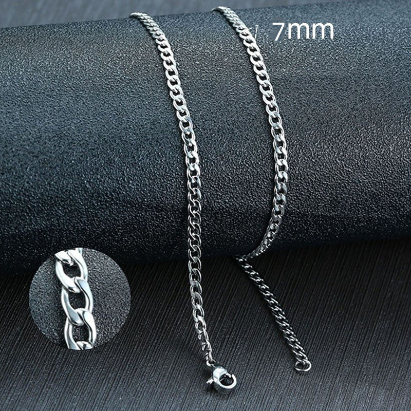 Collar de acero inoxidable BaSiC PuNk para hombre y mujer, cubano de eslabones gruesos