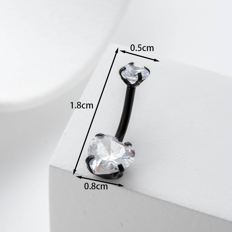 Joyas de perforación corporal de acero inoxidable con dientes internos, zirconio, ombliguera, anillo para el ombligo
