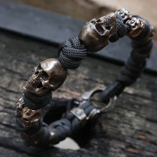 Halloween Jewelry Skull Premium Paracord Bracelet Stylish Skull Premium Paracord Bracelet Men's Handmade Punk Hiphop Woven Bracelet Creative