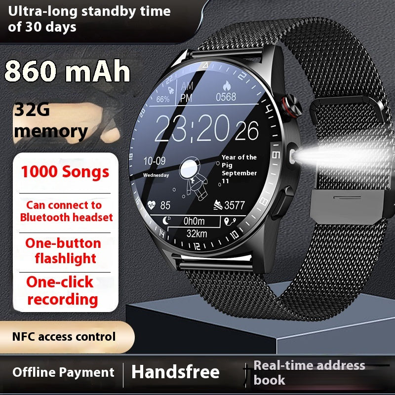 32G Speicher Ultralange Standby Smartwatch Taschenlampe Bluetooth-Anruf