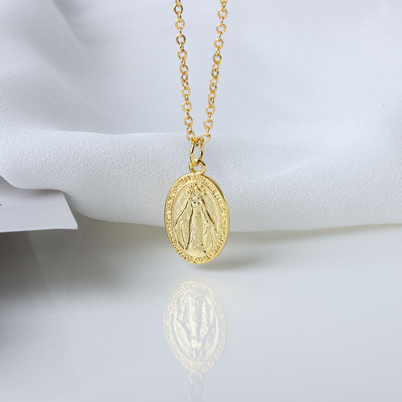S925 Vintage Cameo Necklace Simple Personality Oval Necklace For Women Jewelry