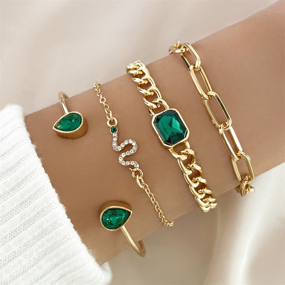 Traje de pulsera de diamantes verdes Fashion Premium