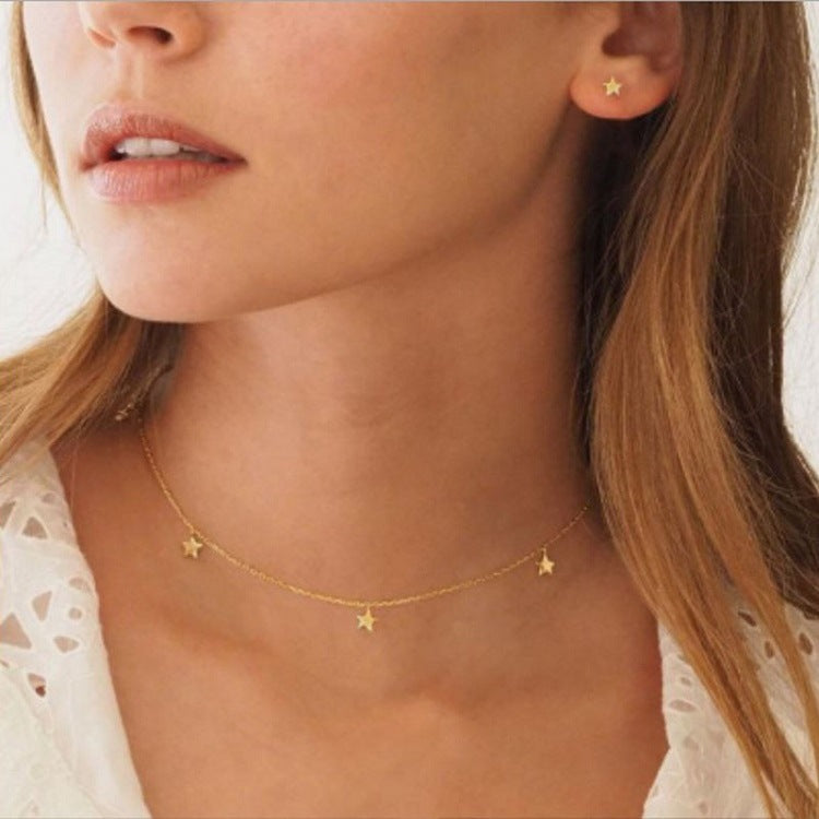 Schlüsselbein-Kette, Pailletten-Stern, Schmetterlings-Halskette, Kette