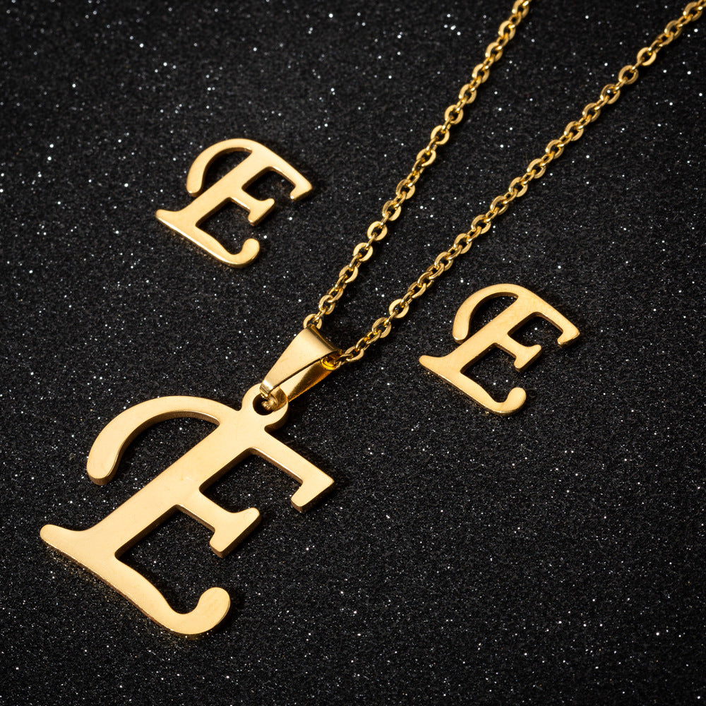 Edelstahl 26 Buchstaben Anhänger-Halsketten-Set